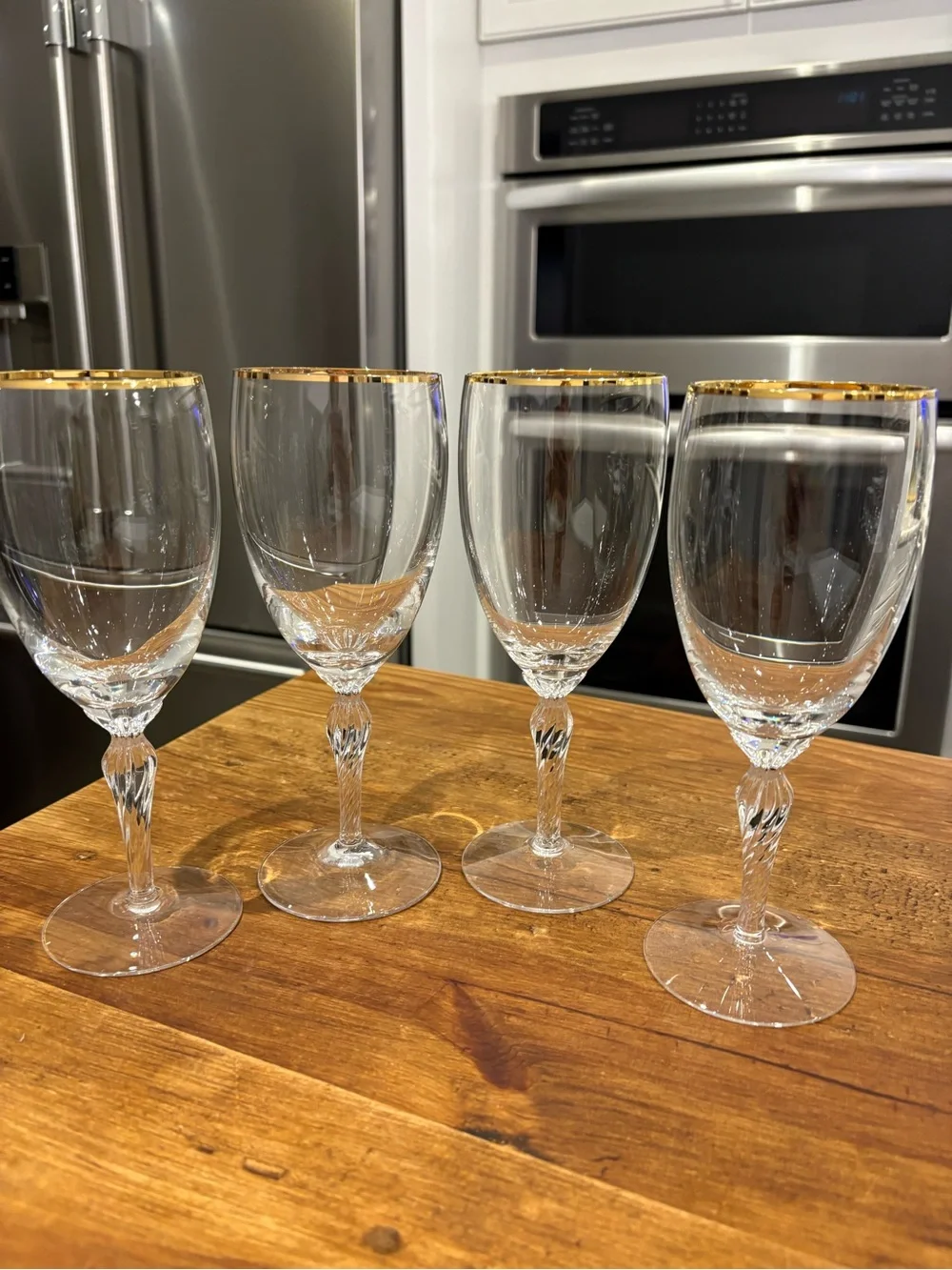 Crystal  Ice Tea Glasses with Gold Rim - Elegant Stemware Lenox Monroe (Set of 4
